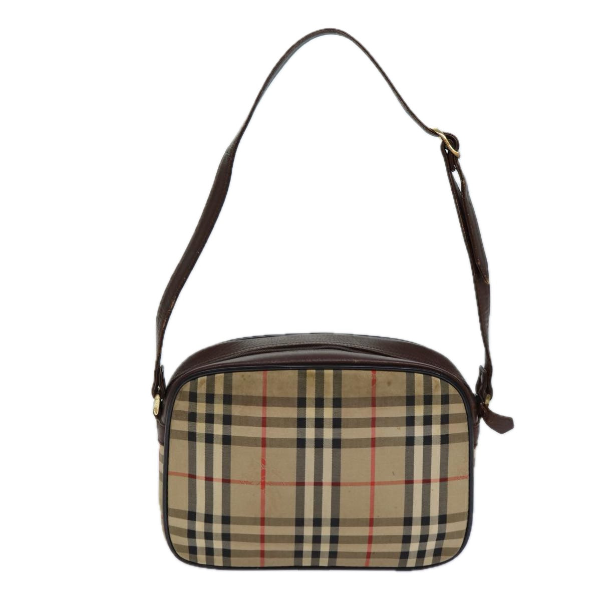 Burberry Nova Check Blue Label Hand Bag Canvas Black Auth ti1774
