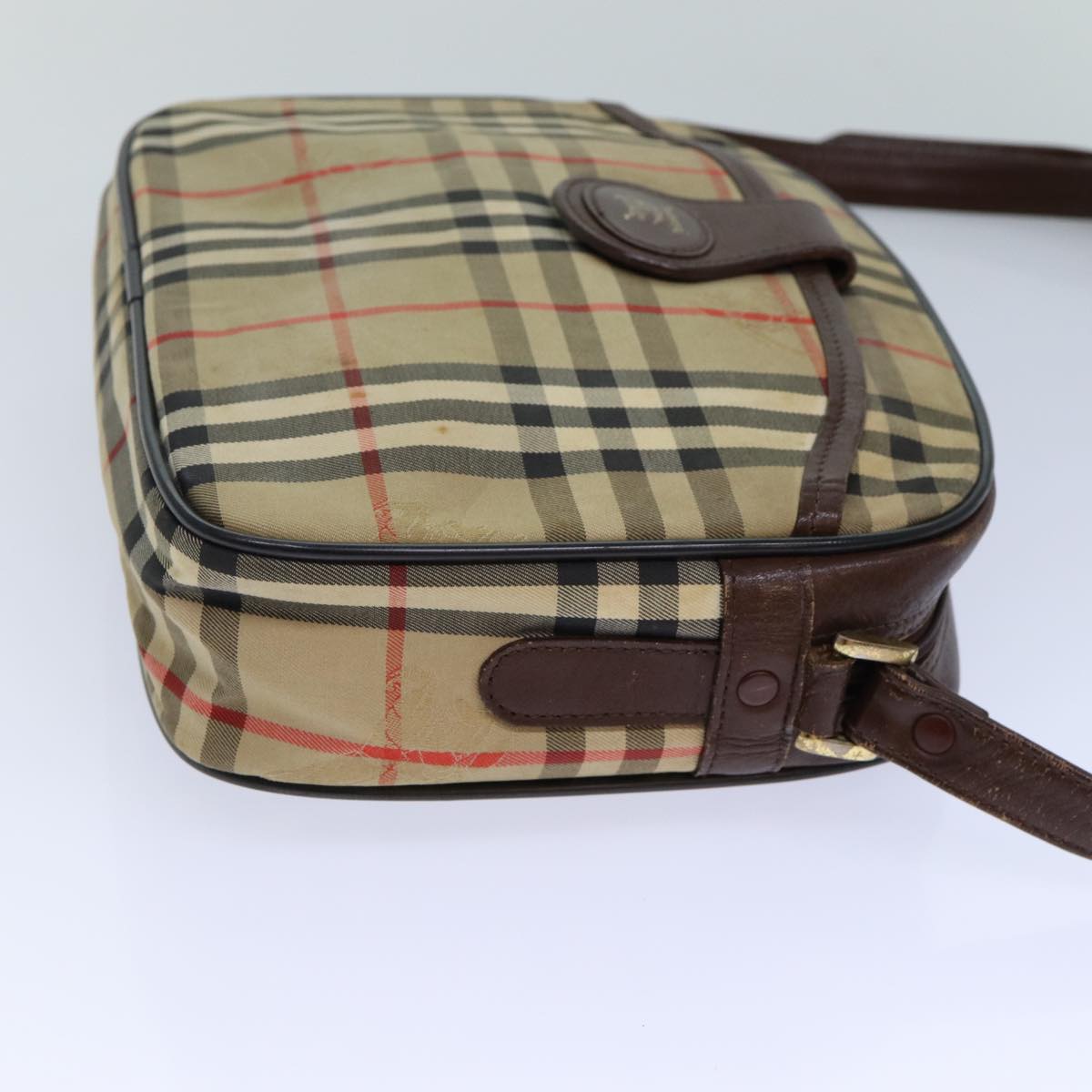 Burberry Nova Check Blue Label Hand Bag Canvas Black Auth ti1774