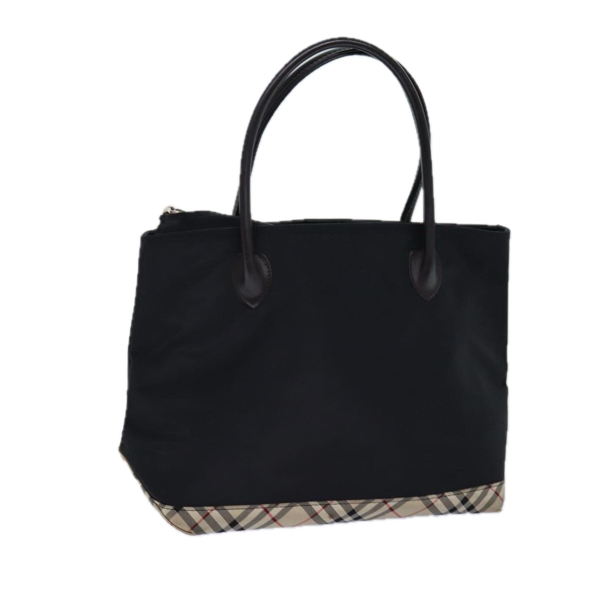 Burberry Nova Check Blue Label Hand Bag Canvas Black Auth ti1780