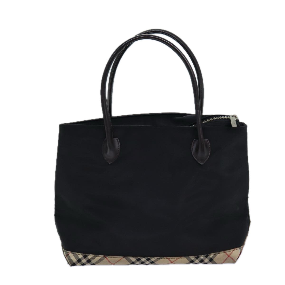 Burberry Nova Check Blue Label Hand Bag Canvas Black Auth ti1780