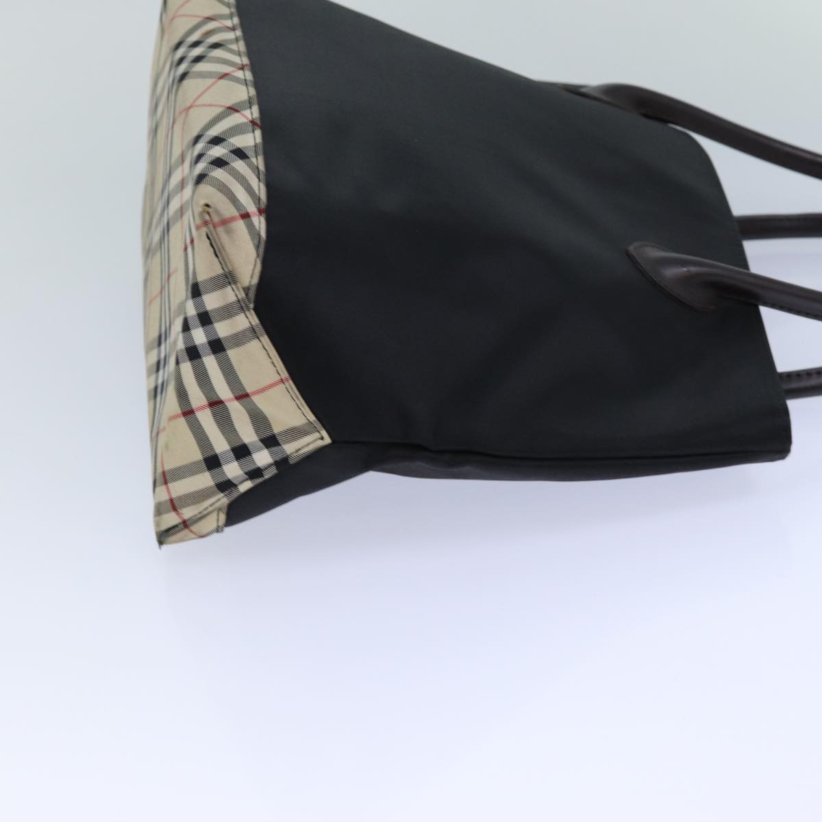 Burberry Nova Check Blue Label Hand Bag Canvas Black Auth ti1780