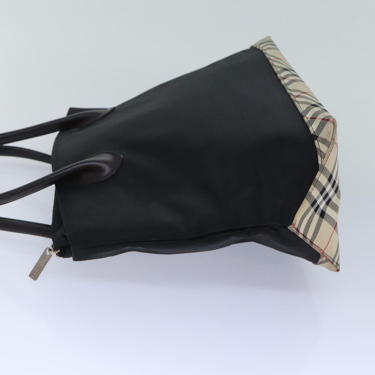 Burberry Nova Check Blue Label Hand Bag Canvas Black Auth ti1780