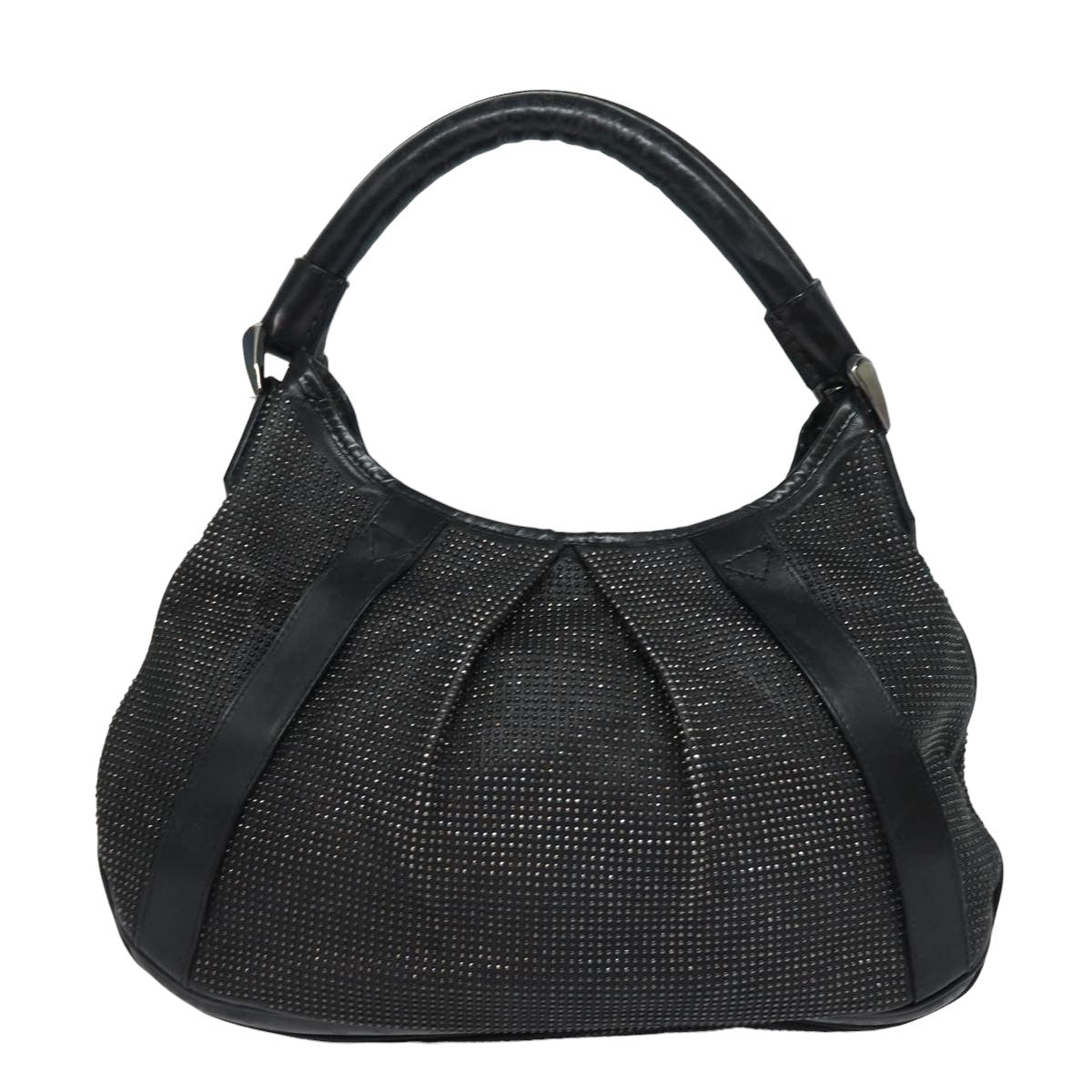 Burberry Studs Shoulder Bag Leather Black Auth ti1805