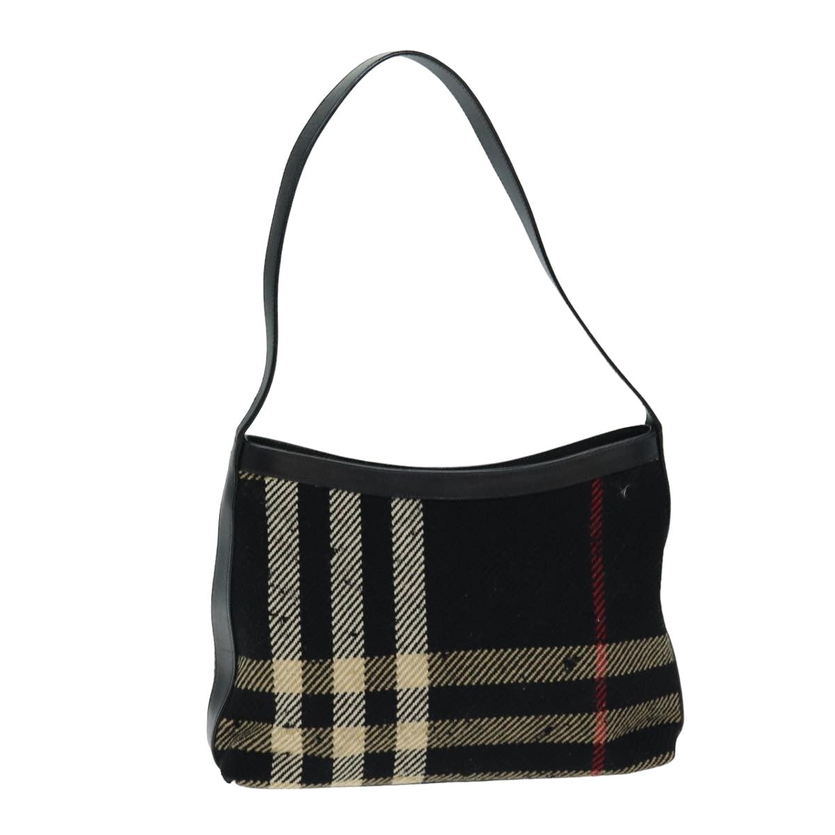 Burberry Nova Check Shoulder Bag Canvas Black Auth ti1818