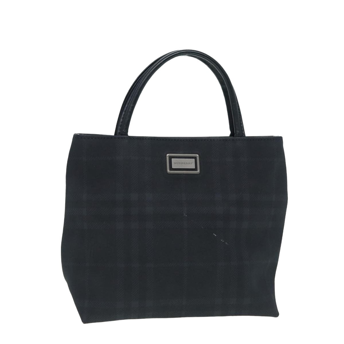 Burberry Nova Check Hand Bag Canvas Navy Auth ti1824