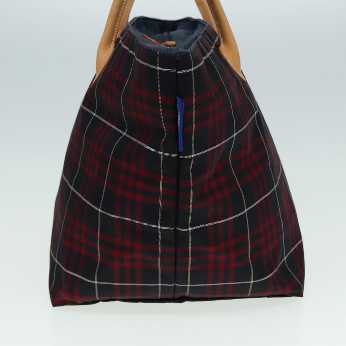 Burberry Nova Check Blue Label Hand Bag Nylon Red Navy Auth ti1865