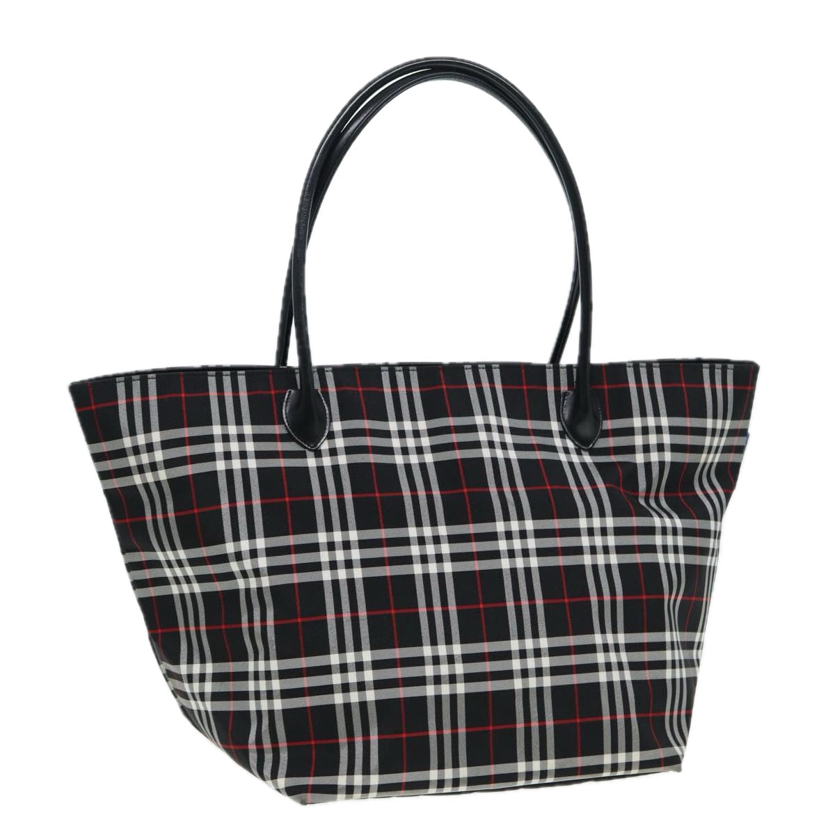 Burberry Blue Label Tote Bag Nylon Black Silver Auth ti1960