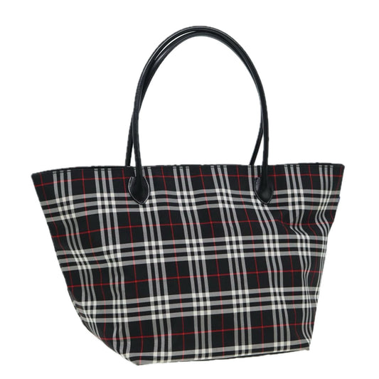 Burberry Blue Label Tote Bag Nylon Black Silver Auth ti1960