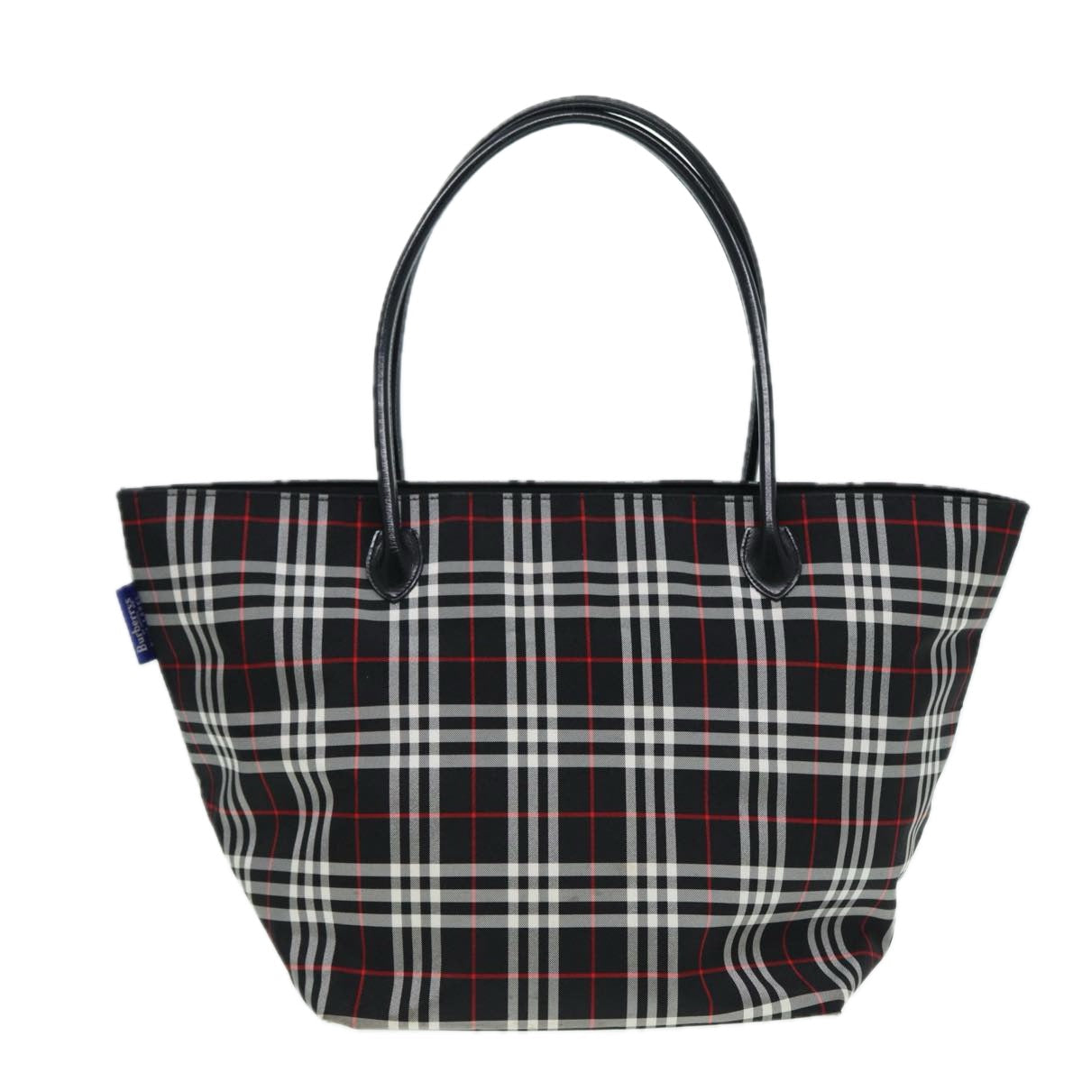 Burberry Blue Label Tote Bag Nylon Black Silver Auth ti1960