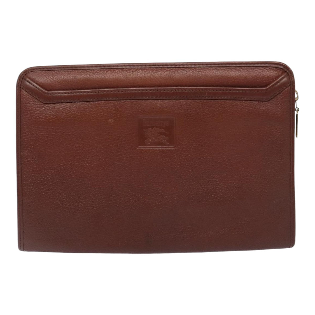 Burberry Clutch Bag Leather 2Set Brown Auth ti1987