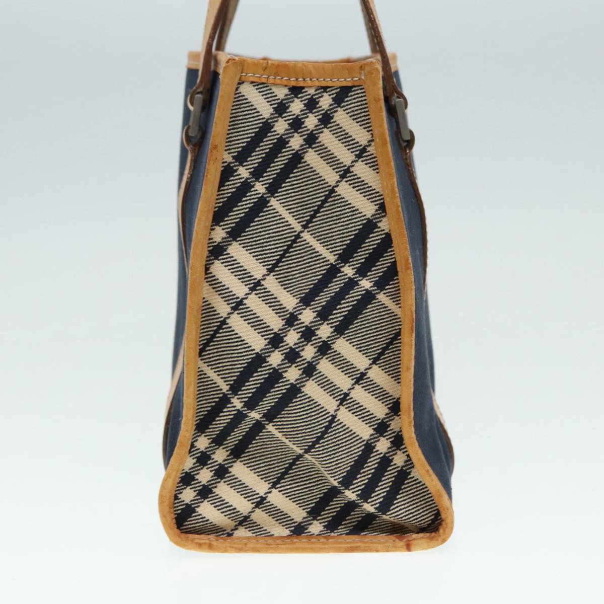 Burberry Nova Check Blue Label Hand Bag Canvas Navy Beige Auth ti2002