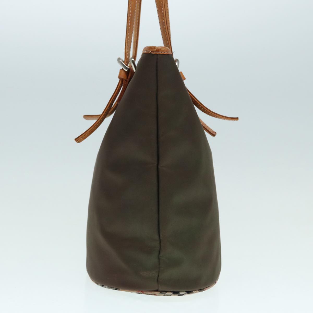 Burberry Nova Check Blue Label Tote Bag Nylon Beige Brown Silver Auth ti2015