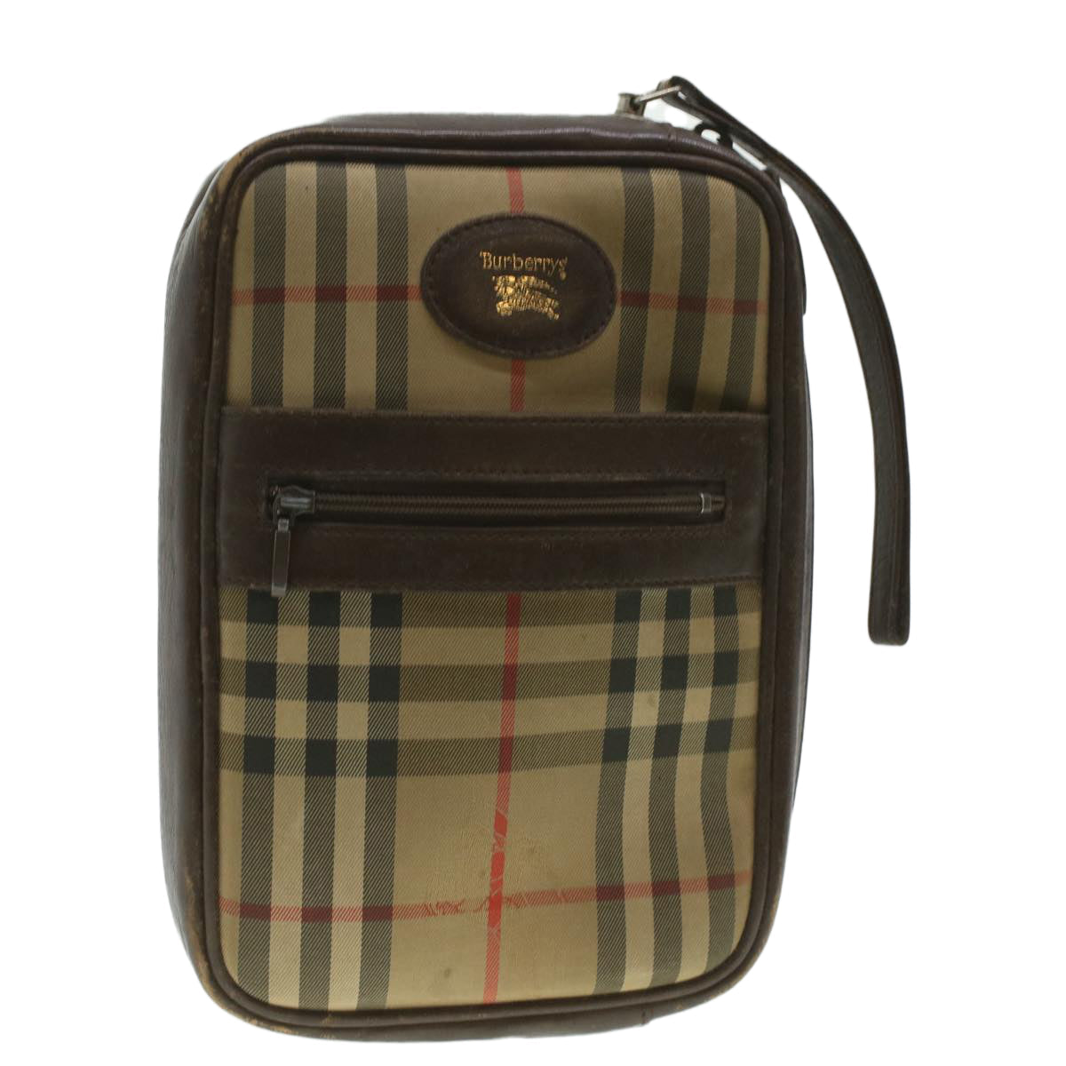 Burberry Nova Check Clutch Bag Nylon Beige Auth ti943