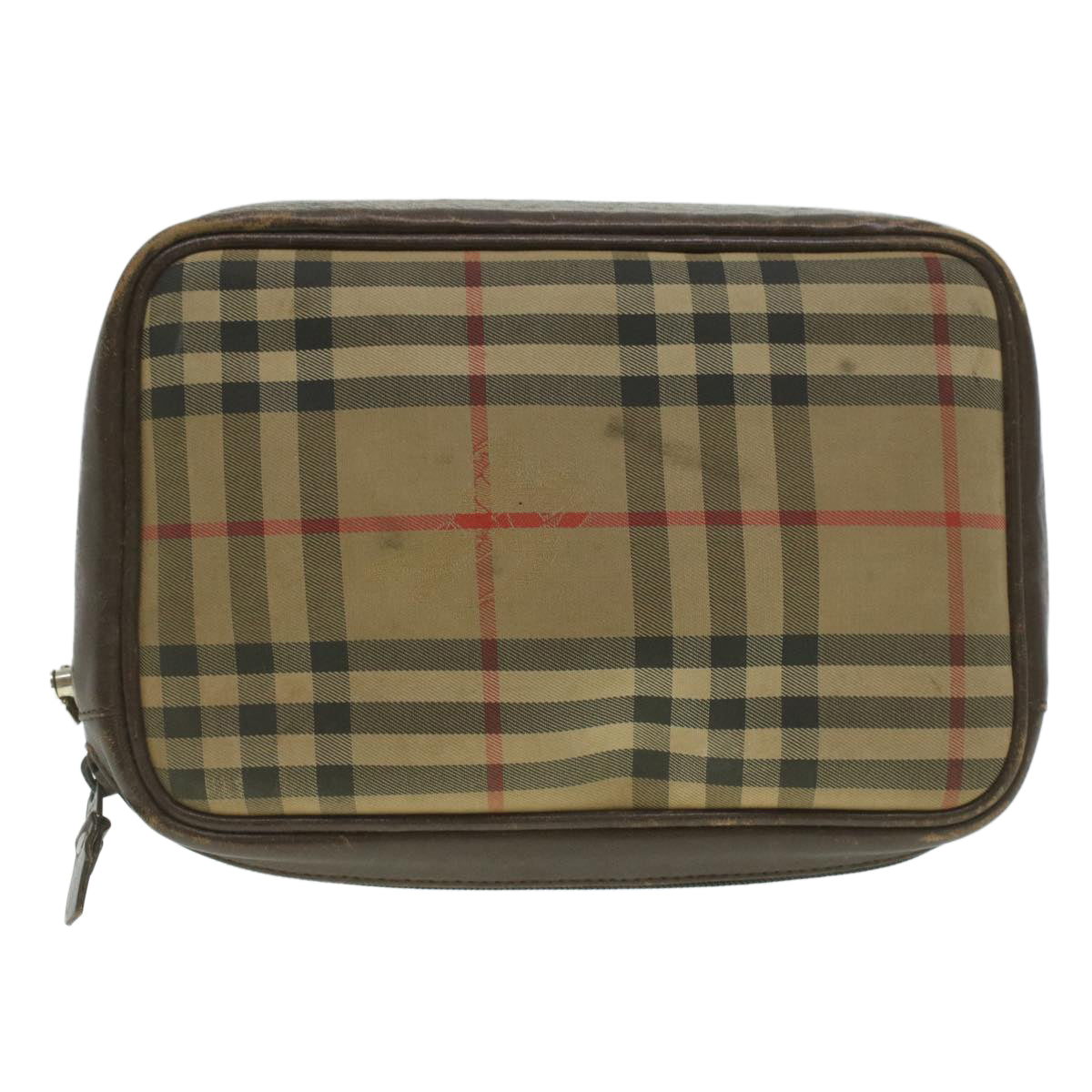 Burberry Nova Check Clutch Bag Nylon Beige Auth ti943
