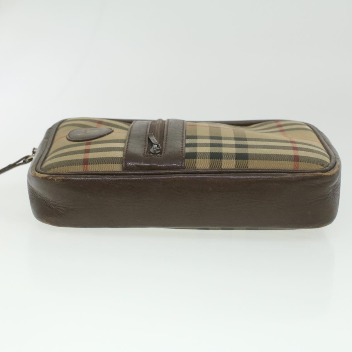 Burberry Nova Check Clutch Bag Nylon Beige Auth ti943