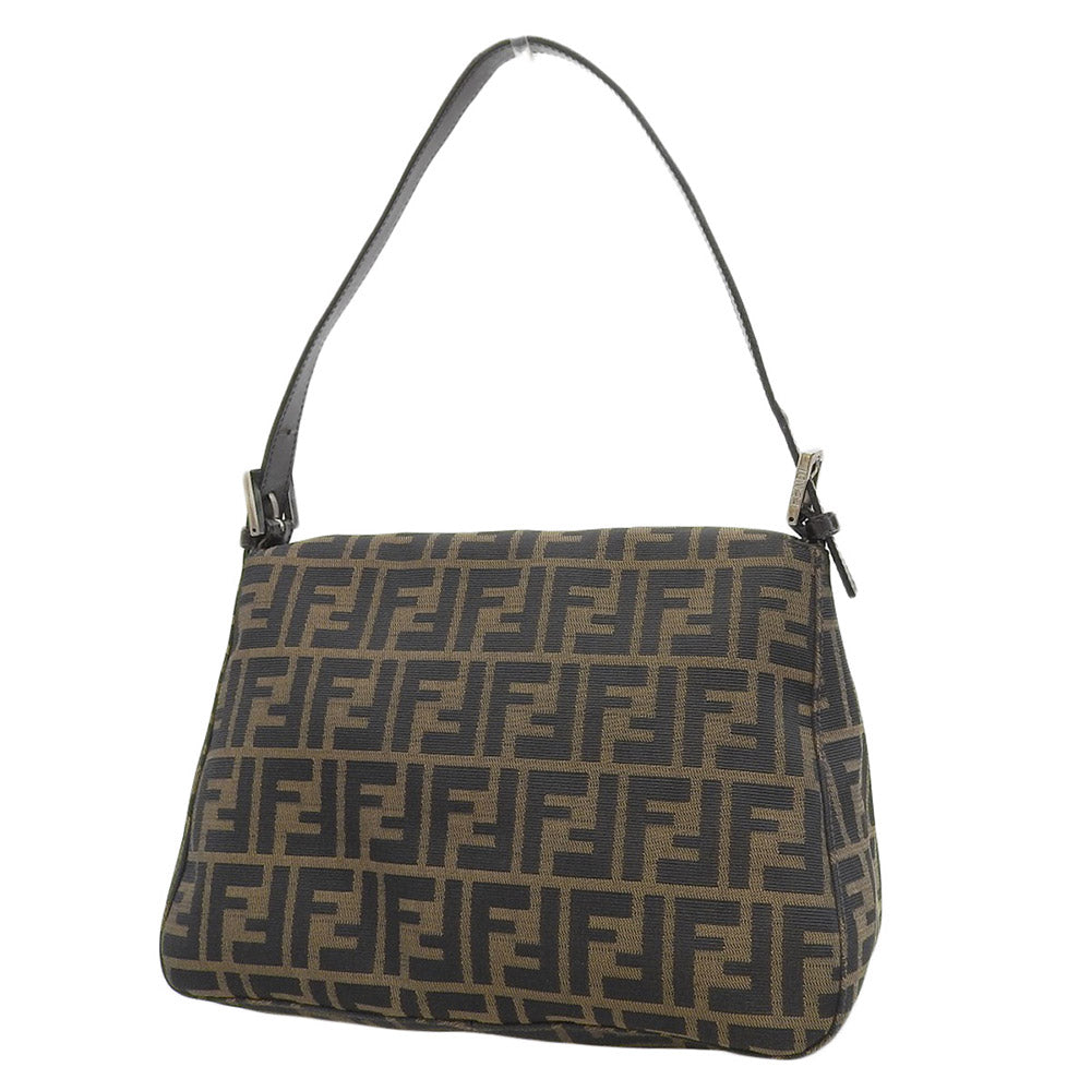 Fendi Mamma Baguette Canvas Leather Shoulder Bag
