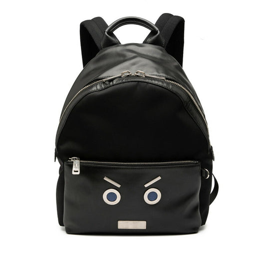 Fendi Face Leather Nylon Backpack