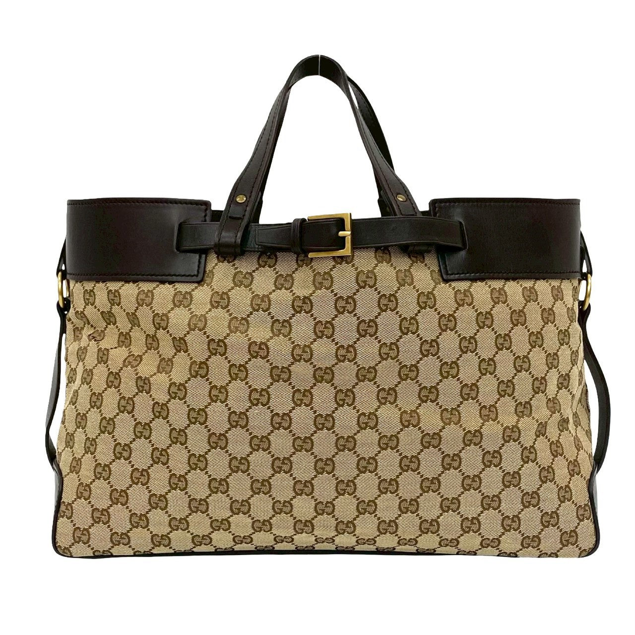 Gucci GG Canvas Leather Tote Bag