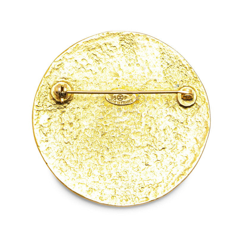 Chanel Gold Plated Coco Mark Round Brooch 95P Classic Flap Tote