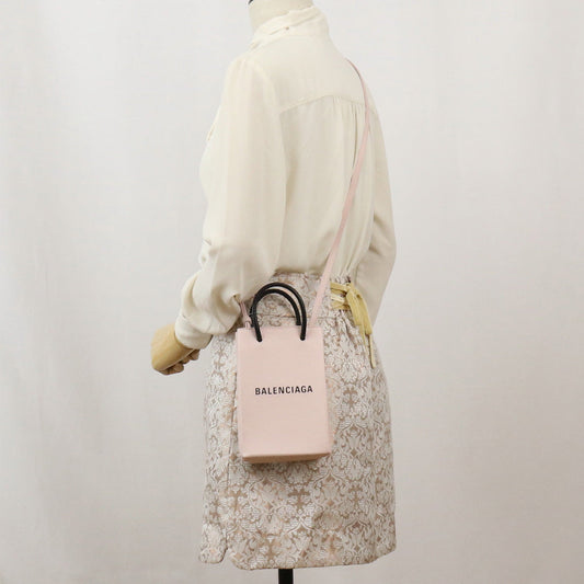 BALENCIAGA 593826 mini shopping bag Diagonal shoulder bag Calfskin pink Women