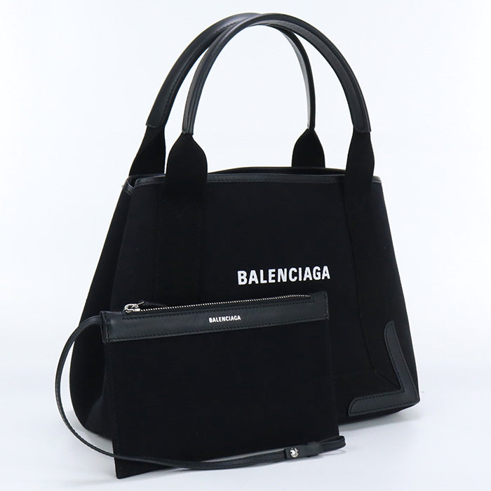 BALENCIAGA 339933 Navy kabas S 2wayTote Bag / Hand bag Cotton canvas Black Women