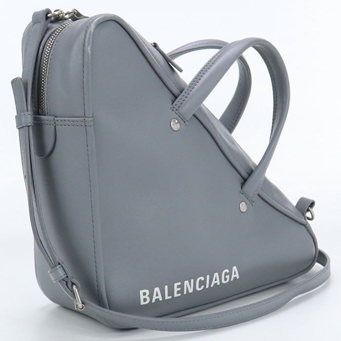BALENCIAGA 476975 triangle duffel 2way Handbag Shoulderbag Calfskin Gray Women