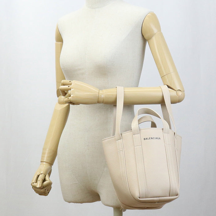 BALENCIAGA 672793 XS North-South Everyday 2way Handbag Calfskin Beige