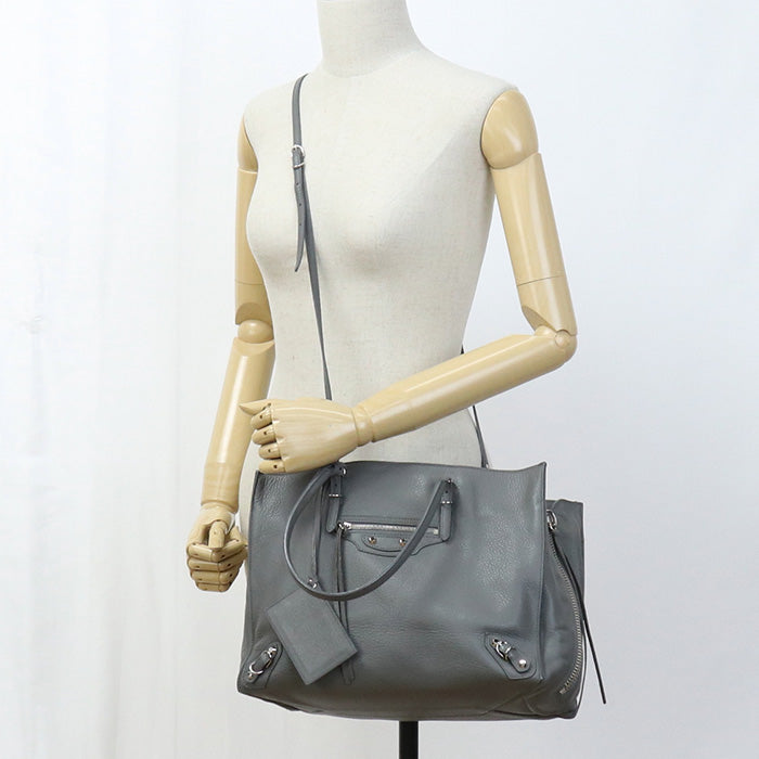 BALENCIAGA 432596 2WAY Tote Bag paper Crossbody bag leather gray Women(unisex)