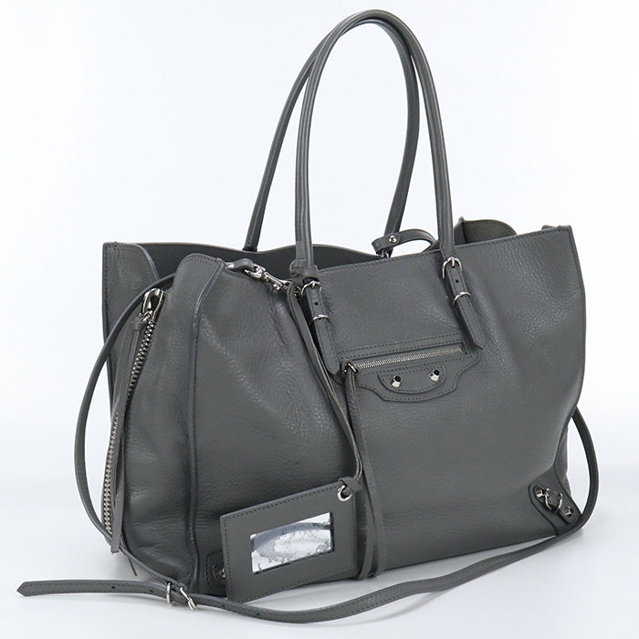 BALENCIAGA 432596 2WAY Tote Bag paper Crossbody bag leather gray Women(unisex)