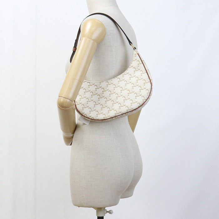 CELINE 19395 2BZJ 01BC Shoulder Bag AVA Bag Triomphe Coated canvas.leather white Women