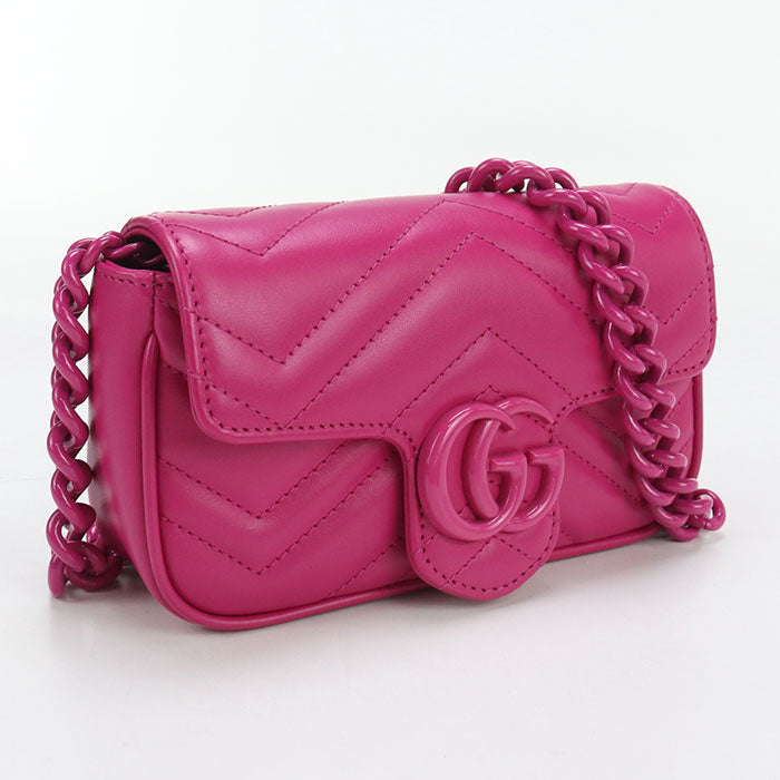GUCCI 699757 ChainShoulder Bag GG Marmont/Quilted leather pink Women