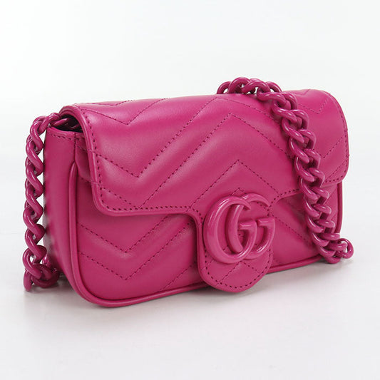GUCCI 699757 ChainShoulder Bag GG Marmont/Quilted leather pink Women