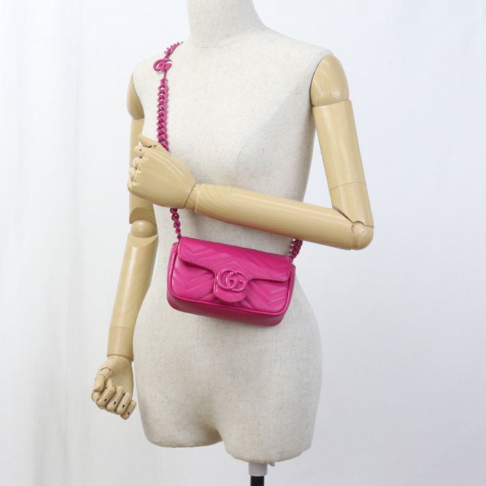 GUCCI 699757 ChainShoulder Bag GG Marmont/Quilted leather pink Women