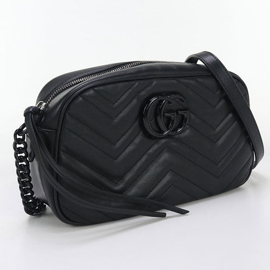 GUCCI 634936 GG Marmont Small camera bag Shoulder Bag leather black Women