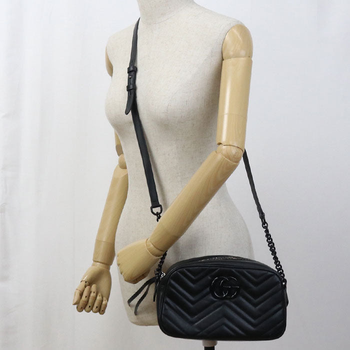 GUCCI 634936 GG Marmont Small camera bag Shoulder Bag leather black Women