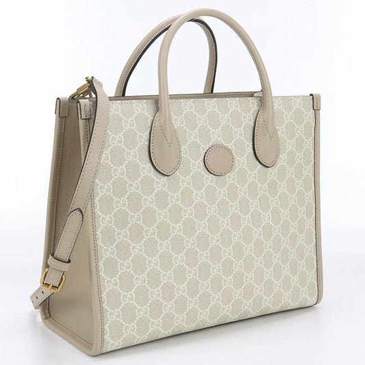 GUCCI 659983 Tote Bag Interlocking G Tote Bag GG Supreme, leather beige Women