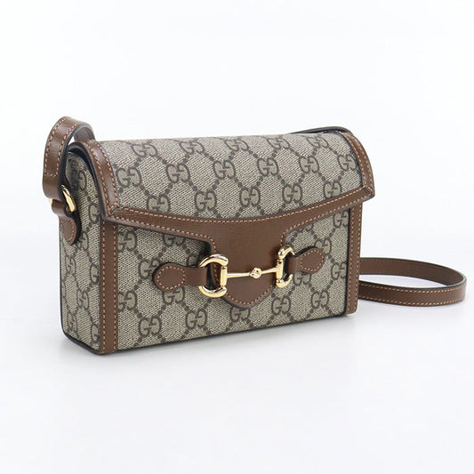 GUCCI Horsebit 1955 Mini Shoulder Bag GG Supreme Canvas beige Women
