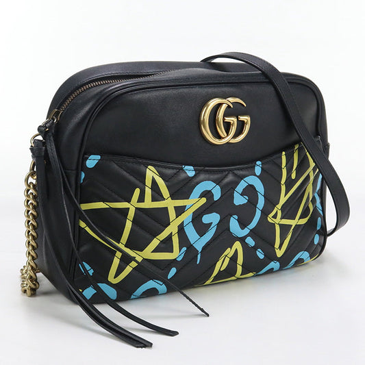 GUCCI ChainShoulder GG Marmont Shoulder Bag leather black Women