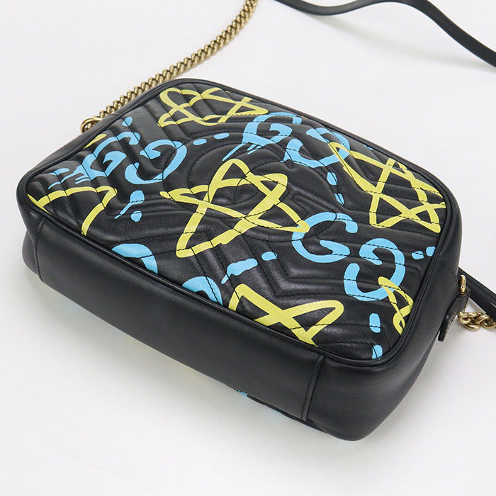 GUCCI ChainShoulder GG Marmont Shoulder Bag leather black Women