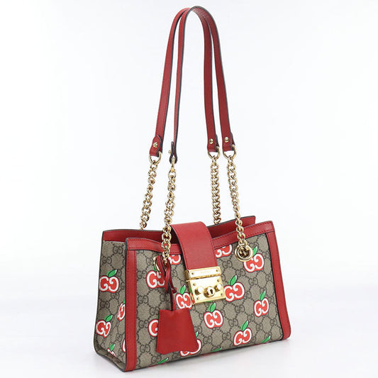 GUCCI 498156 Shoulder Bag Padlock GG Apple ChainShoulder Bag GG Supreme Canvas, leather Multicolor Women