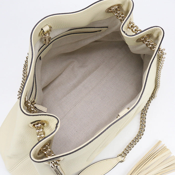 GUCCI ChainShoulder Soho leather Bag white Women