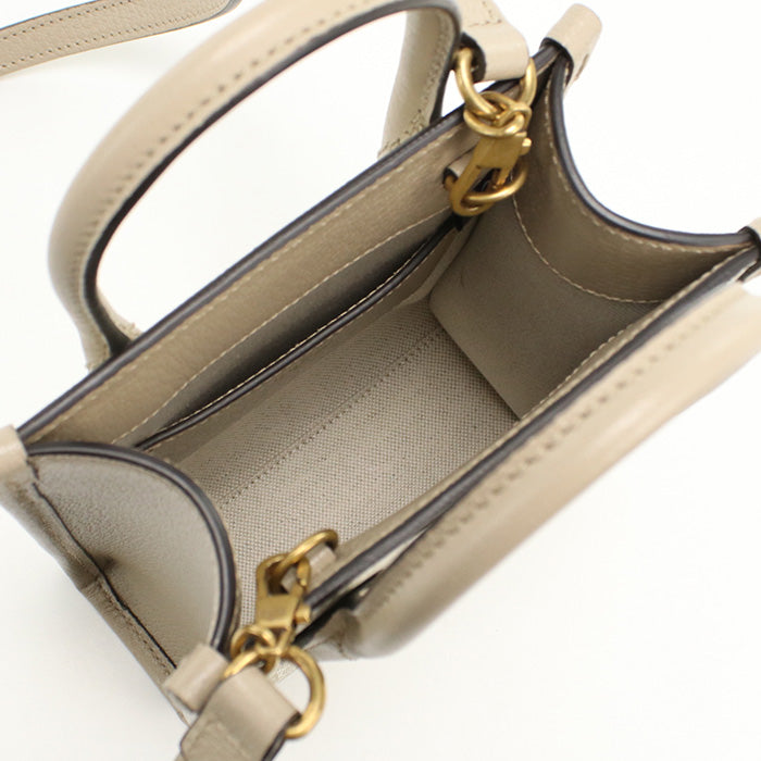 GUCCI 671623 Tote Bag Interlocking G Mini Tote Bag GG Supreme Canvas,leather beige Women