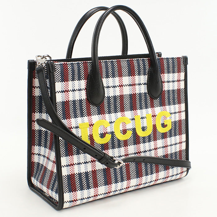 GUCCI 659983 Tote Bag Check Pattern 2WAYTote Bag Nylon,Raffia multicolor Women