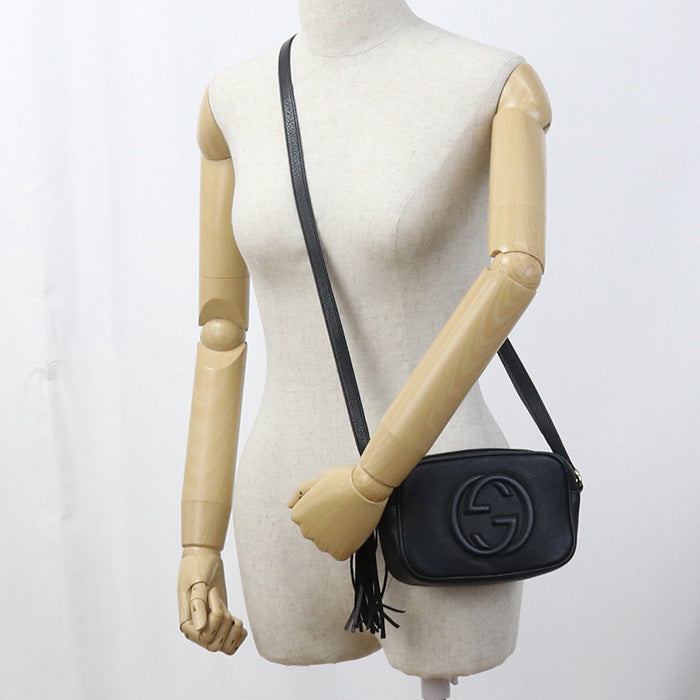 GUCCI 347994 Soho Diagonal shoulder bag Shoulder Bag leather black Women