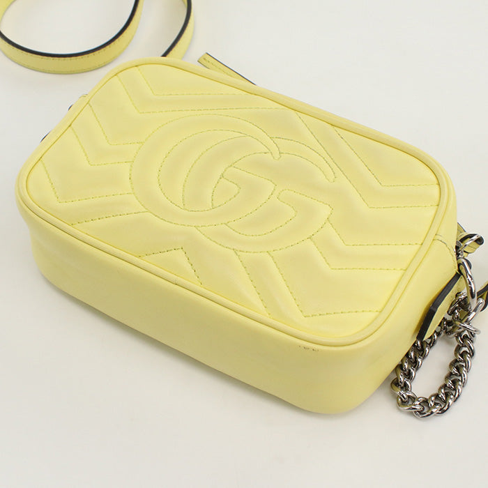 GUCCI 448065 Shoulder Bag GG Marmont Mini camera bag Quilted leather Yellow Women