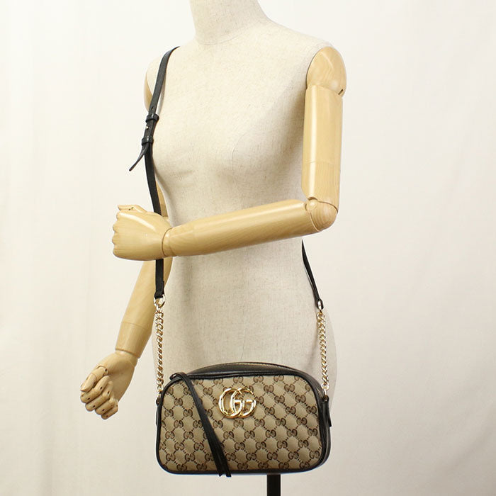 GUCCI 447632 Small camera bag GG Marmont Diagonal shoulder bag beige Women