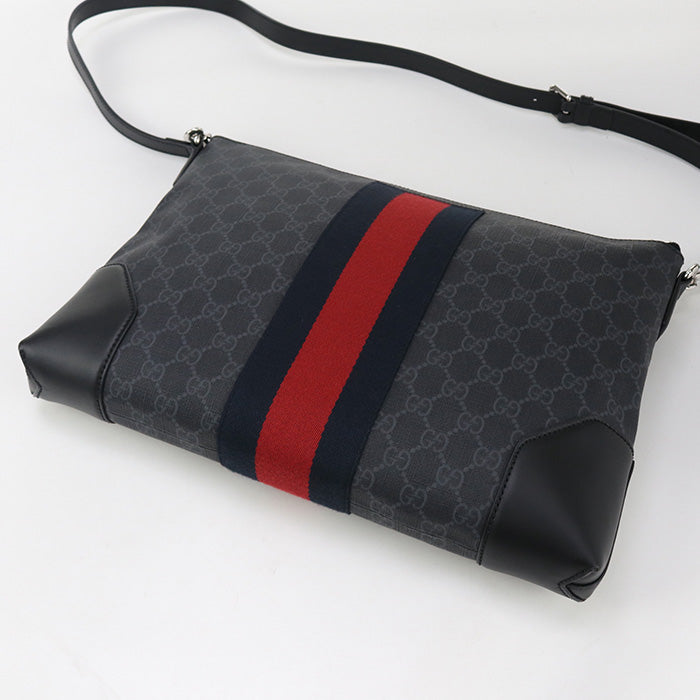 GUCCI 474139 GG Supreme Diagonal shoulder bag GG Supreme black mens