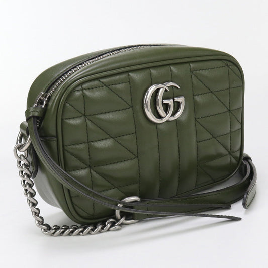 GUCCI 634936 Mini camera bag GG Marmont Bag Quilted leather green Women