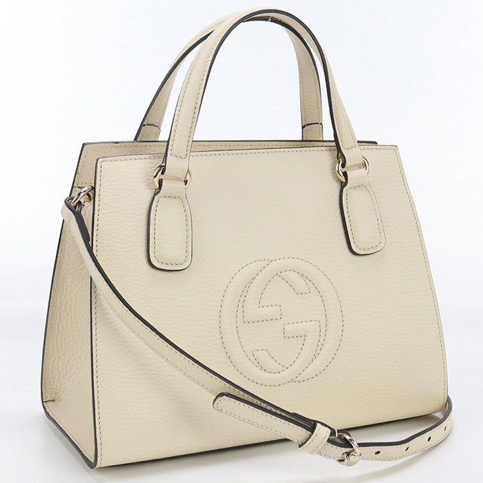 GUCCI 607722 CAO0G 9522 Soho Tote Bag leather white Women