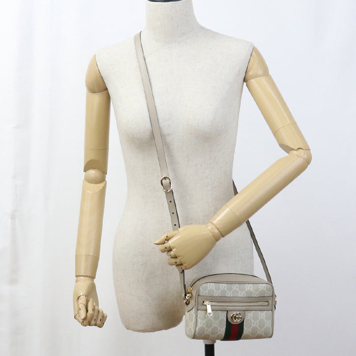 GUCCI 816359 9643 Ofidia Diagonal Shoulder Bag GG Supreme white Women